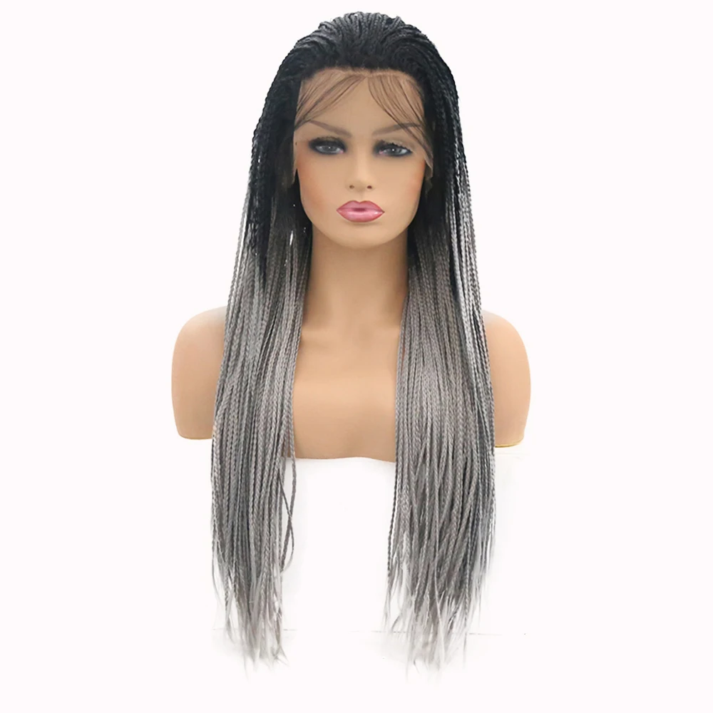 Харизма плетеные парики от черного до серого цветов для женщин Омбре серые
