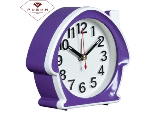 Будильник кварц&quot21 Век&quot корпус фиолетовый с белым &quotКлассика&quot &quotРубин&quot