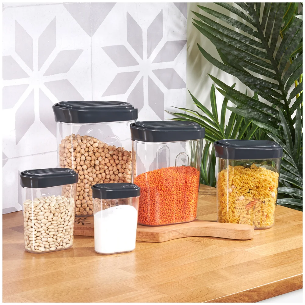 multipurpose usage container 5 pieces storage high quality red and gray colored plastic material home appliances kitchen tool free global shipping