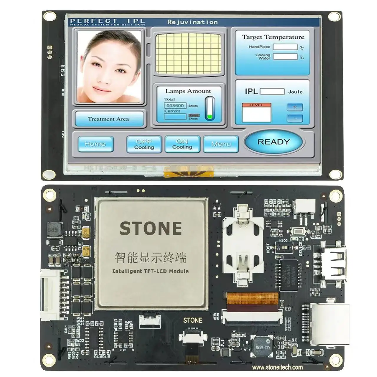 4.3 Inch HMI Color TFT LCD Touch Screen with Controller + Program + UART Interface