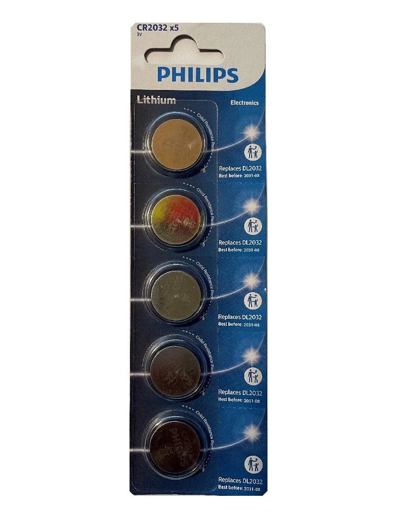 5 литиевых батарей PHILIPS 3 в DL2032 CR2032 CR 2032 блистерной упаковке обеспечивают долгий