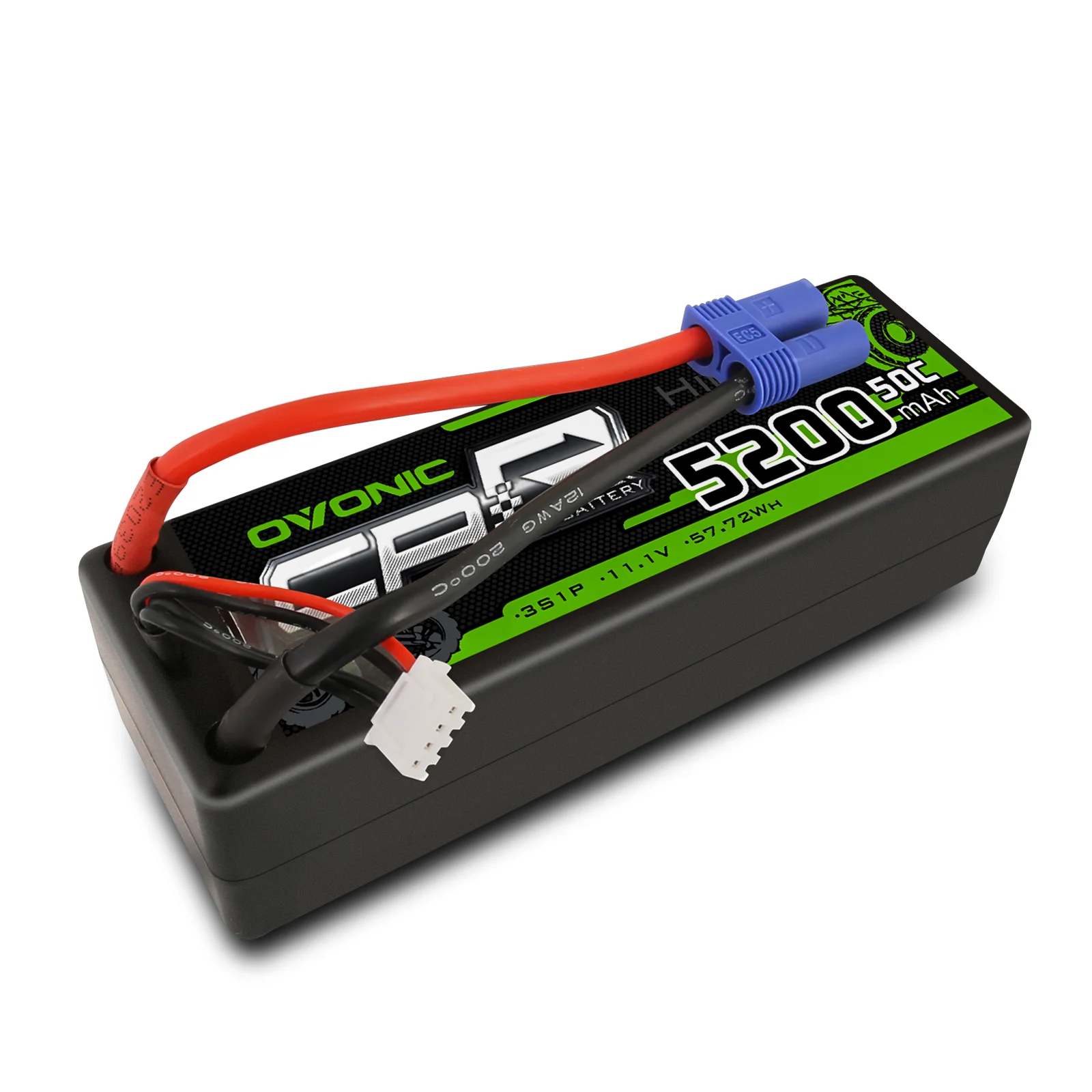 Ovonic 5200mAh 3S Lipo Battery 11.1V 50C Hardcase With EC5 Plug For Arrma 3S & 6S for 1:10& 1:8& 1:7 scale RC truck/buggy etc