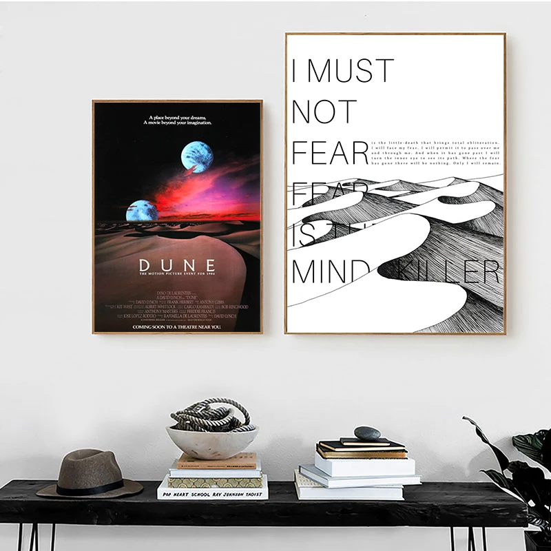 Плакат с цитатами Фрэнка Герберта на холсте страх-это разум |