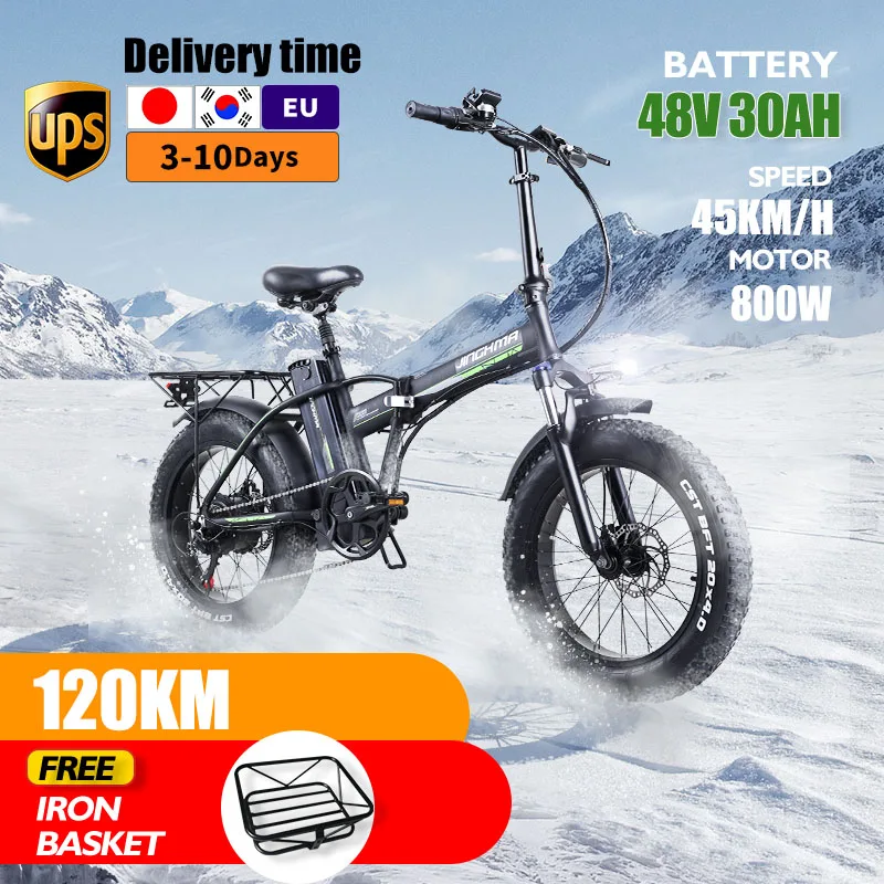 Electric Bicycle 800w 120KM 48V 30AH Lithium Battery 20 Inch 4.0 Fat Tire Electric Bike Fold Electric Bike SnowBike Aldult Ebike