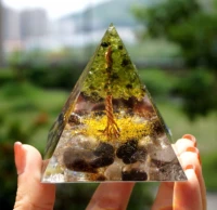 original tree of life orgonite peridot with smoky natural stone pyramid orgonite reiki energy healing meditation pyramid