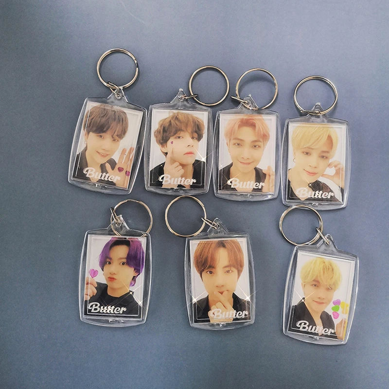 

KPOP Bangtan Boys New Album Butter Double Sided Keychain Keyring Bag Accessories JIMIN JIN SUGA J-HOPE Fans Collection