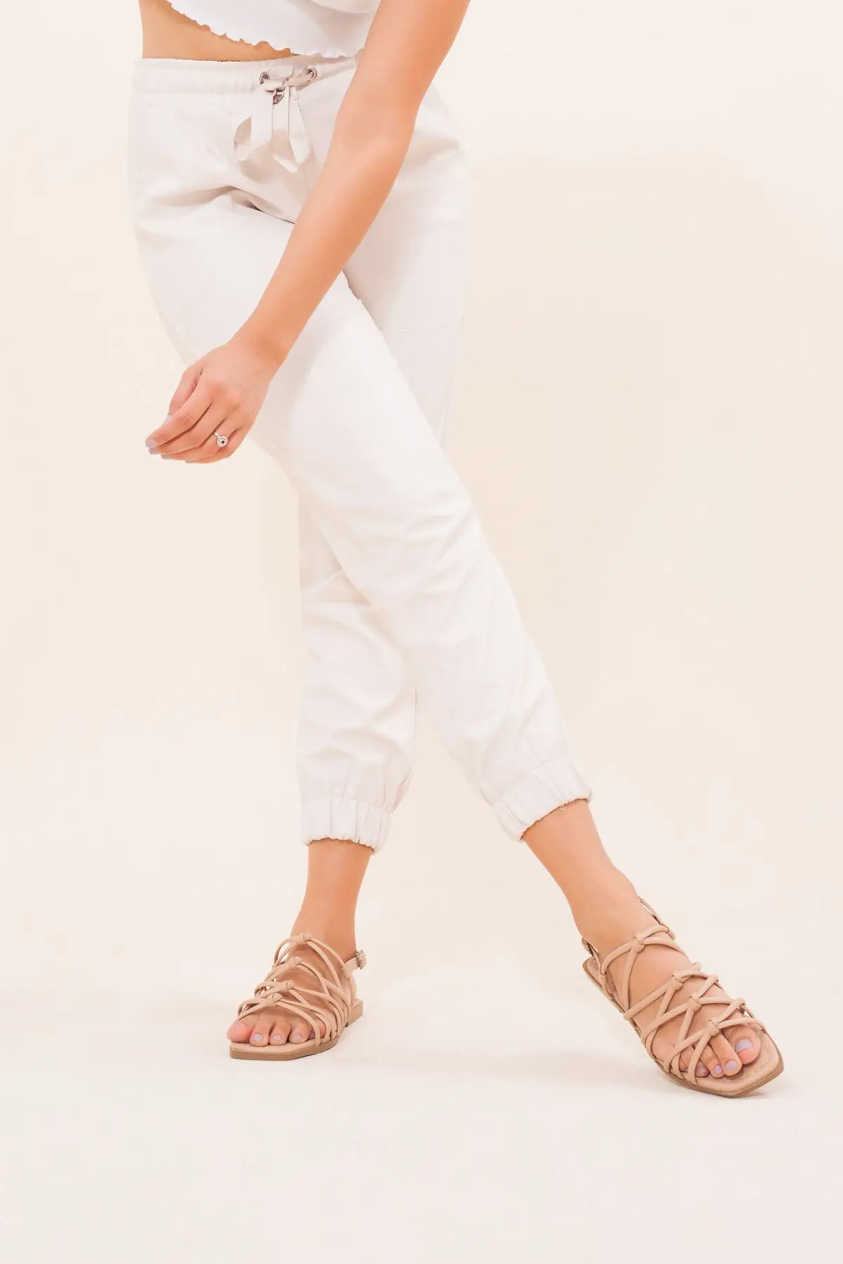 

Women's Beige Flat Sandals new season elegant design women's fashion