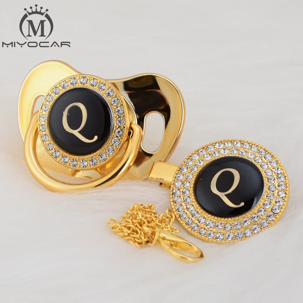 Миокар имя инициала Буква Q элегантная Серебряная соска и зажим без бисфенола А