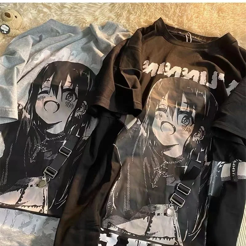 

Women Clothing Women's T Shirt Y2k Japanese Harajuku Graphic Kawaii T Shirts Anime Print Oversized T Shirt Plus Size Grunge Tops