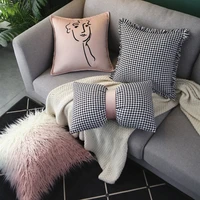 houndstooth pillow cushions home decor bow knot decorative pillow hugs outdoor garden chair sofa decorative cushions 45x45cm