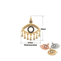 irregular gold plated rhinestone cutout evil eye pendant charm bracelet connector discovery necklace jewelry manufacturing