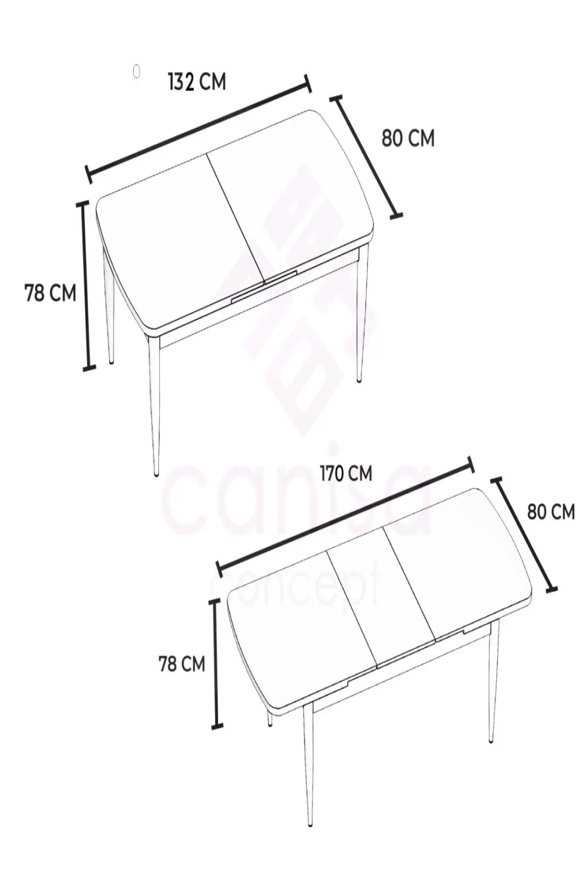 

Canisa Concept Via Series White 1st class Extendable Kitchen Table-dining Table-white