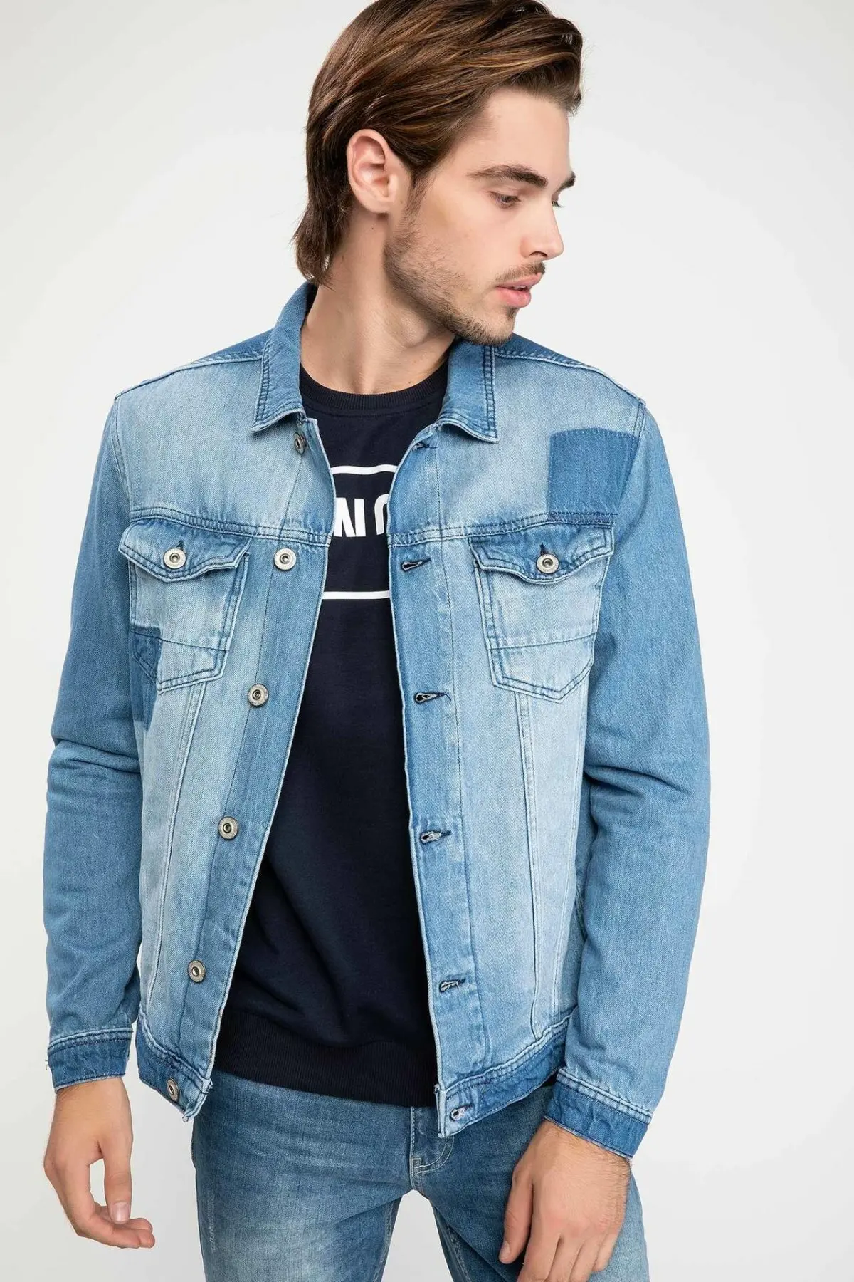 Дефакто мужские синие джинсовые пальто осенние Мужская зимняя модная верхняя