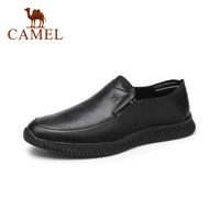 camel real leather soft light and convenient business dress shoes flat bottom casual men loafers shoes black 2021 new