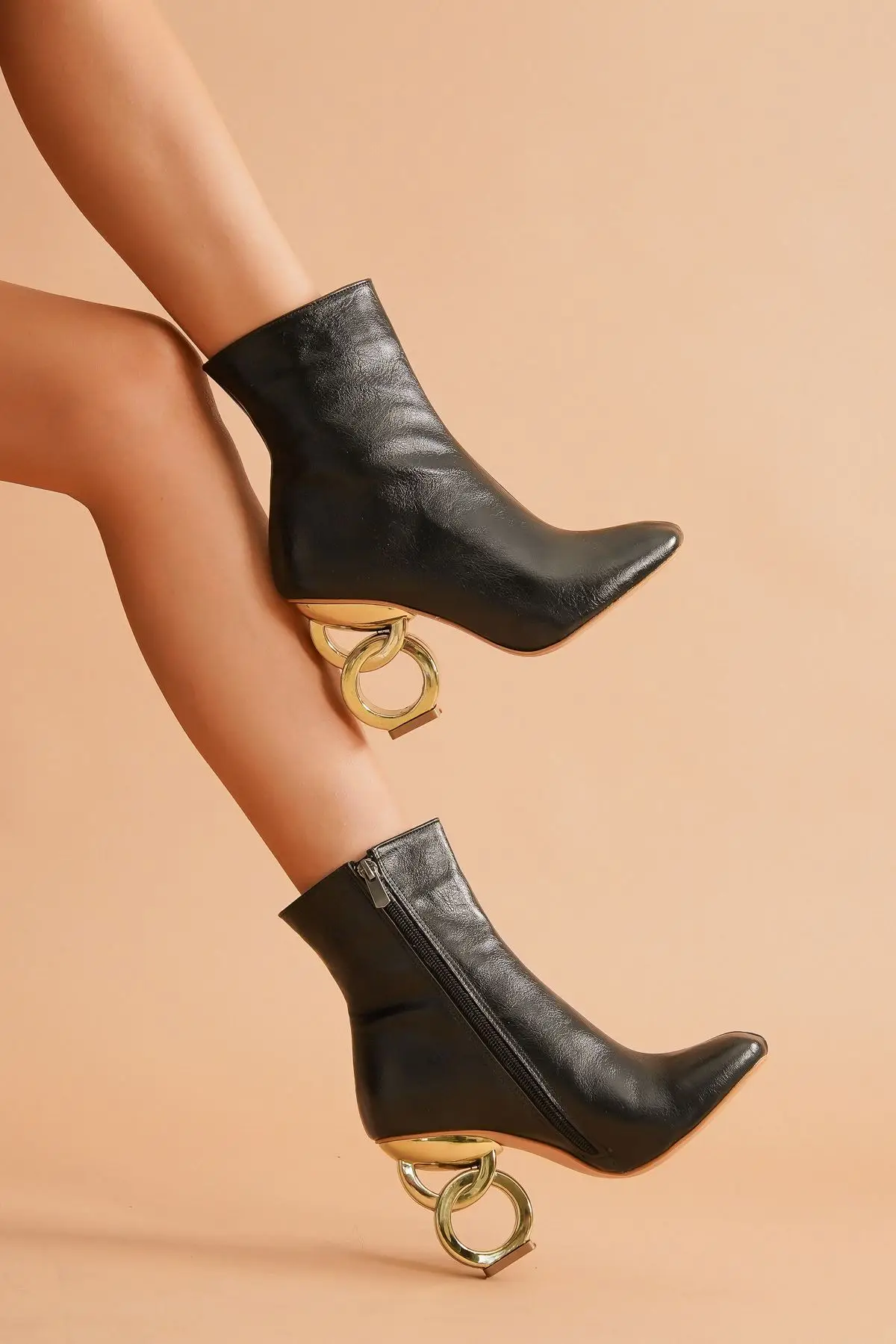 

Shema Kırışık Ring High-Heeled Women 'S Boots New Season modern design heel detail high heel sexy women's fashion shoes