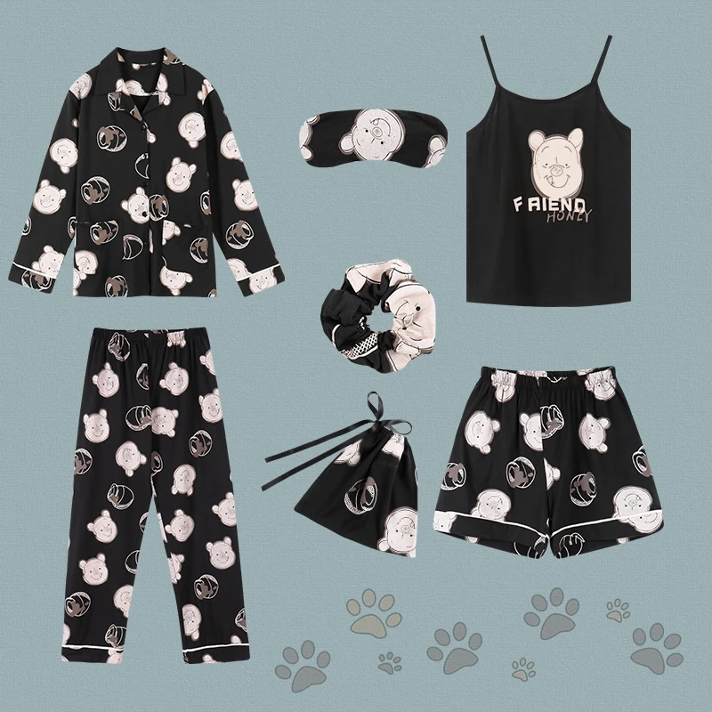 Пижамный комплект JRMISSLI из 7 предметов 100% хлопок пикантная женская ночная рубашка