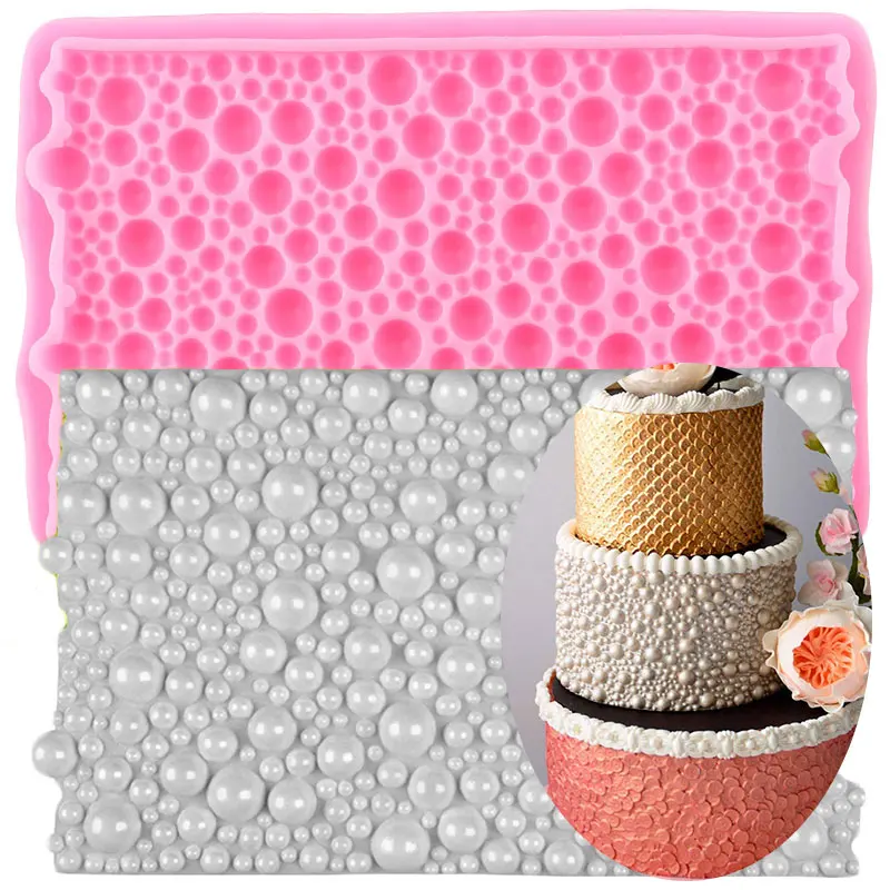 

3D Bubble Pearl Lace Silicone Mold Fondant Chocolate Gumpaste Molds Wedding Cake Border Cake Decorating Tools Candy Clay Mould
