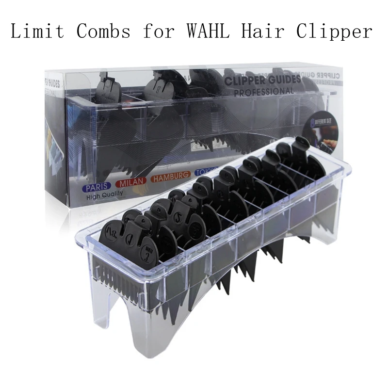 

8Pcs/Set Barber Hair Clipper Limit Comb Hair Cutting Machine Guide Comb 3/6/10/13/16/19/22/25/1.5/4.5mm for WAHL Hair Trimmer