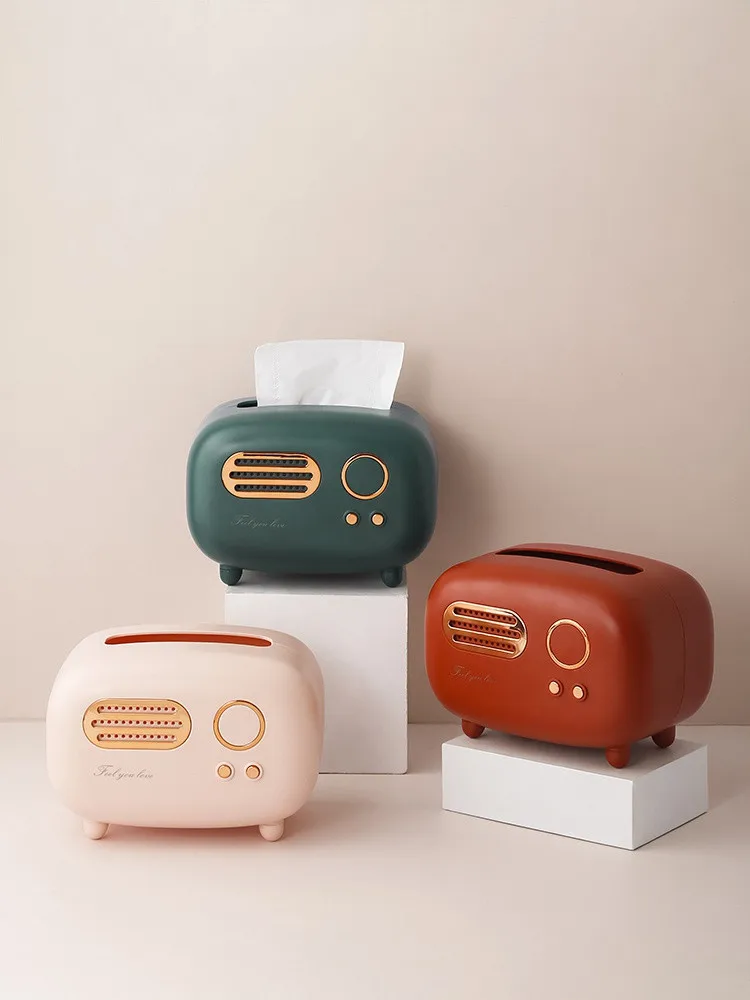 Cute Radio Shape Tissue Box Living Room and Bedroom Large Capacity Tissue Holder Creative Home Decorations 3 Colors Available