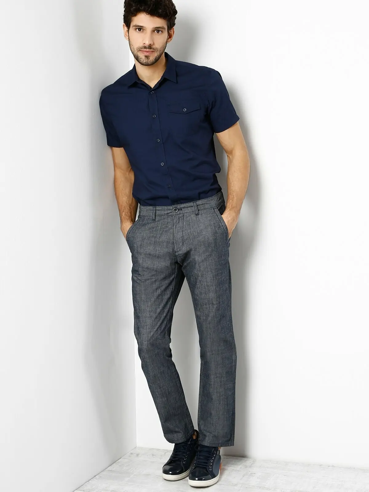 

Colins Men Slim Fit Navy Pants men's trousers men's pants Trousers for men men pants, CL1025617
