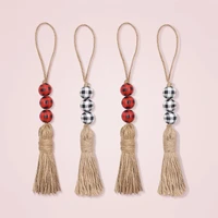 new 20mm wooden bead color lattice festival home decoration beaded hemp rope tassel beaded pendant