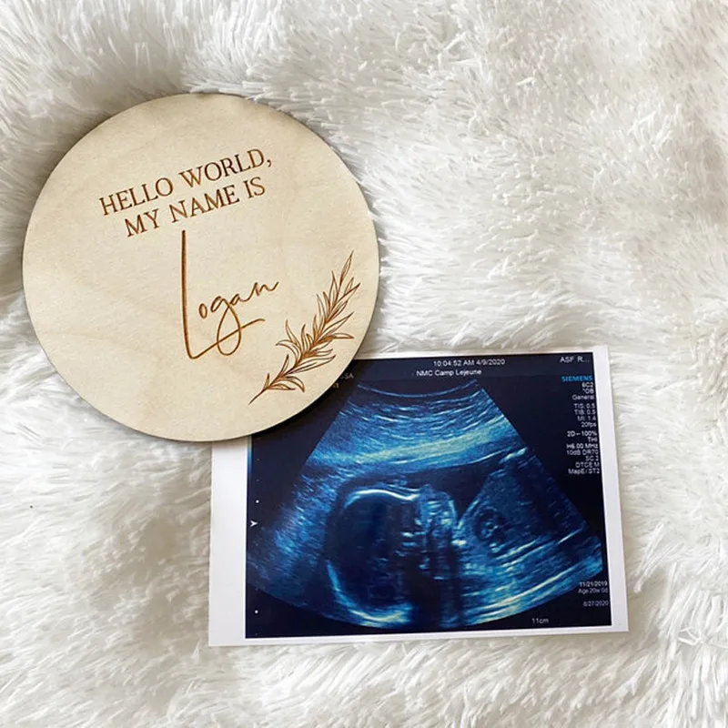 Пользовательские гравировка на дереве имя ребенка знак Привет меня зовут