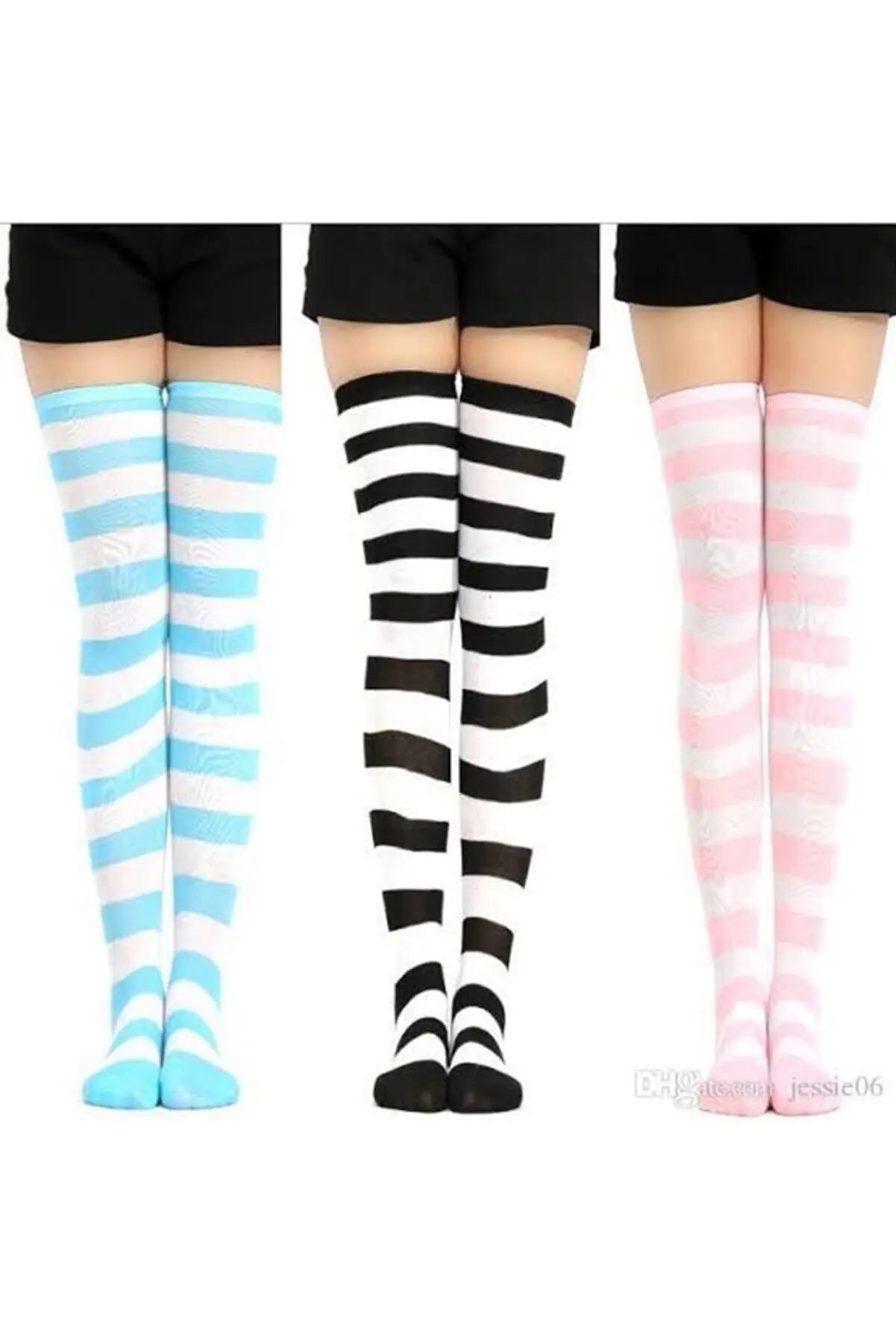 

Socks Over The Knee Striped Socks 3 Pairs 1011