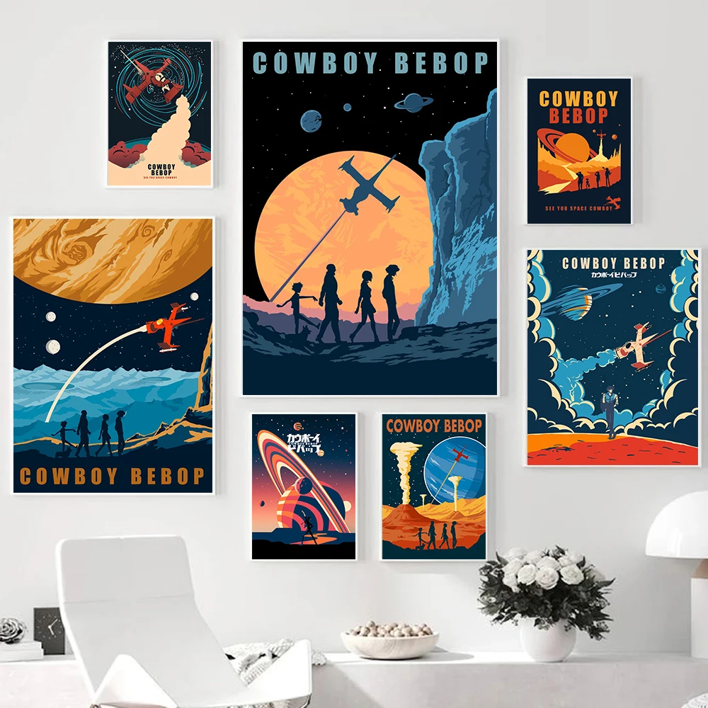 Постеры и принты японского аниме ковбой бидоп космическая ковбойская Картина на
