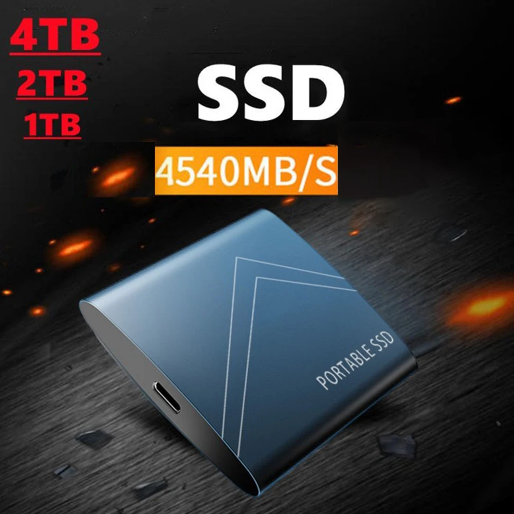 Портативный внешний мобильный жесткий диск 4 ТБ Тип 3 1 SSD твердотельный