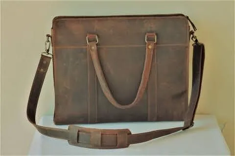CAPREOLUS Genuine Leather Office Bag- Ipad Laptop Bag 15 inch- Genuine Leather Hand Made