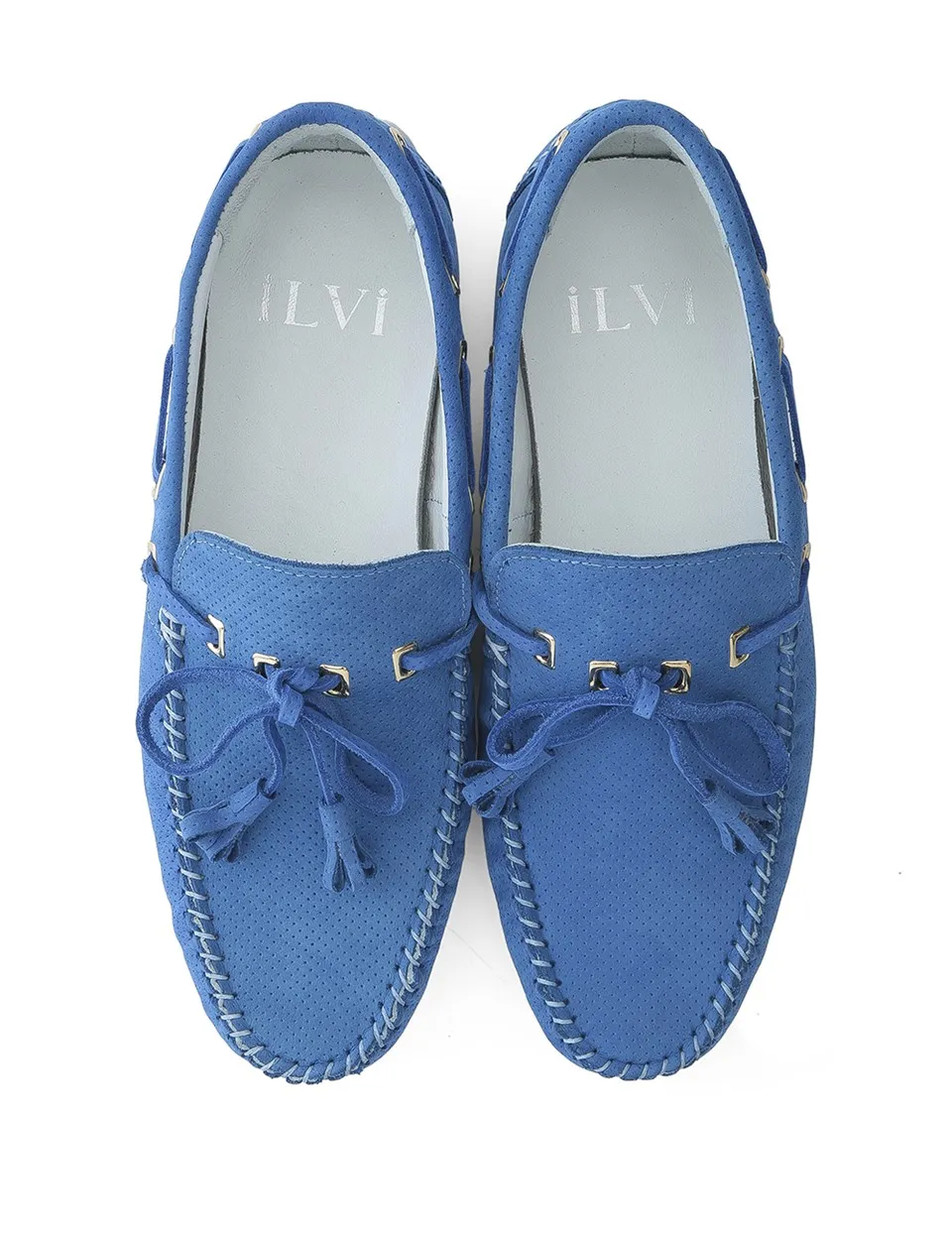 

ILVi-Genuine Leather Handmade Alicia Men's Moccasin Blue Nubuck Men Shoes 2020 Spring Summer (Made in Turkey)