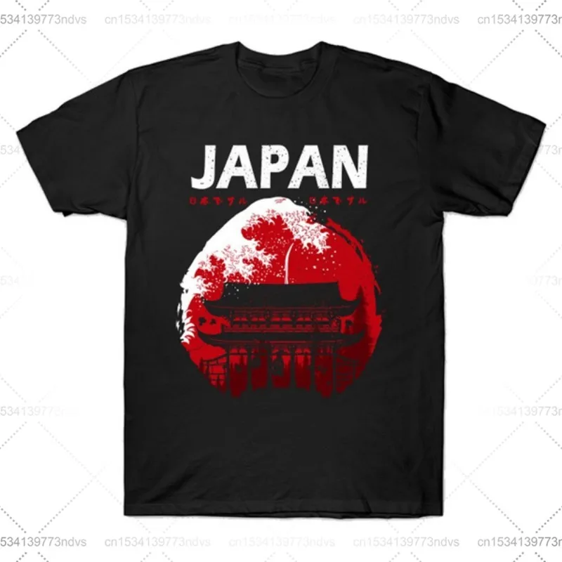 

Men T Shirt Hip Hop Bla Tshirt Harajuku Streetweajapan wave temple T Shirt Summer Short Sleeve Cotton Shirt