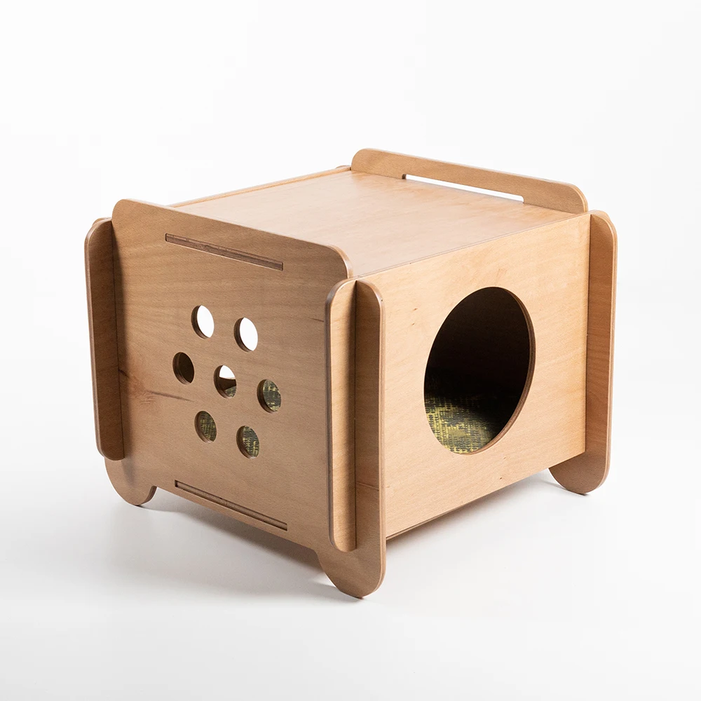 

Portable Dog House Yellow Pillow Dog Bed Wooden Pet Cat House Puppy Cave Solid wood dog bed beech wood demounted Anti-mite Assem