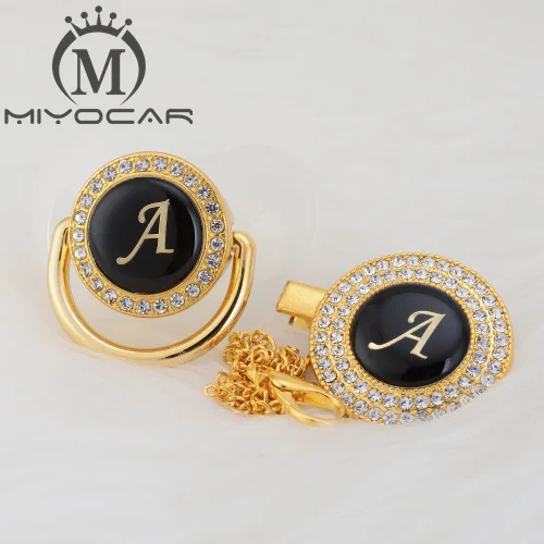 MIYOCAR золото серебро имя инициалы письмо красивый bling соска и соска клип BPA бесплатно пустышка bling уникальный дизайн LA - Цвет: LA-1  6-18m