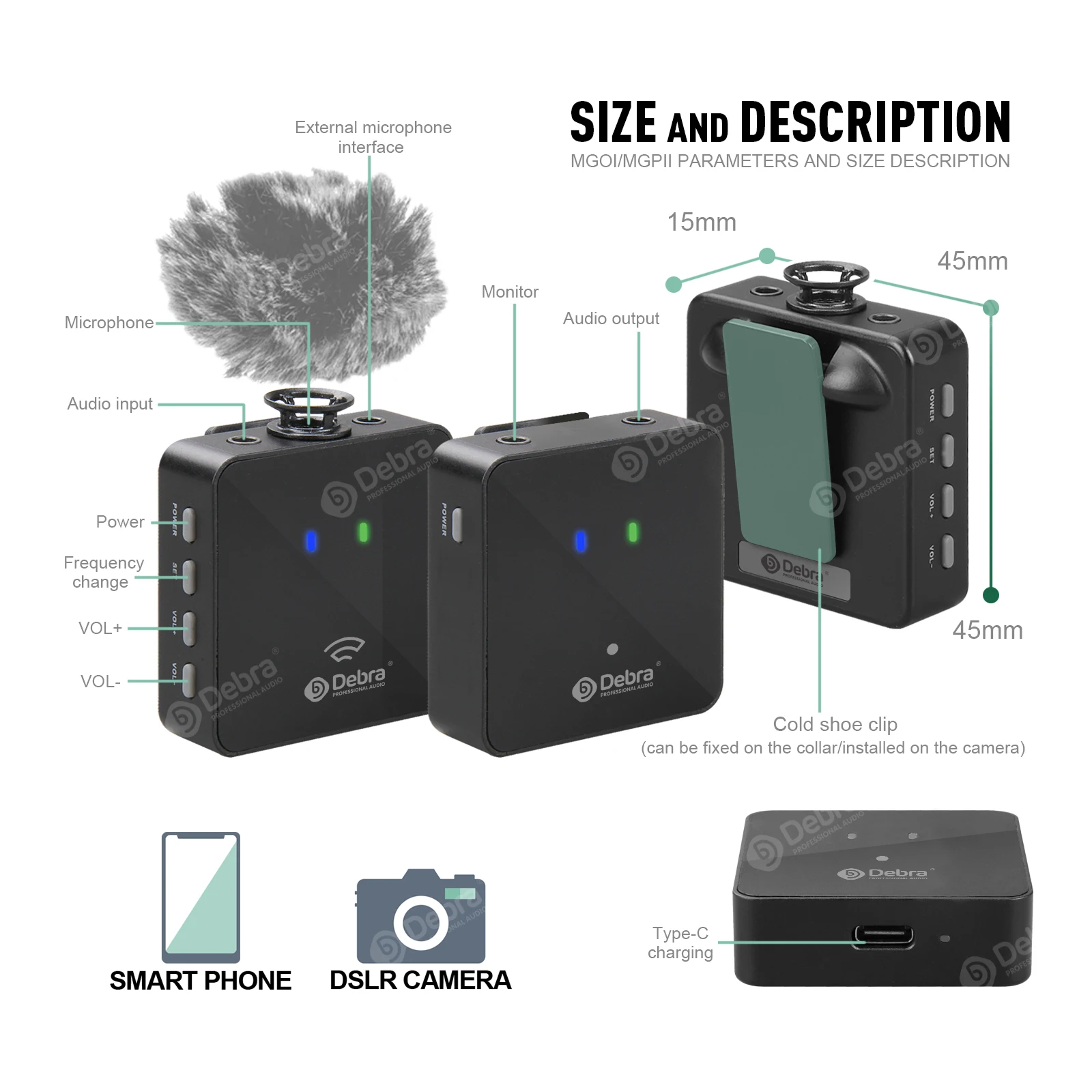 Портативный беспроводной петличный микрофон серии MGO для записи интервью