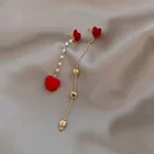 Изящные асимметричные серьги-подвески в форме сердца для моделирования ушей для женщин длинные висячие серьги с кисточками в форме сердца модные ювелирные изделия для вечерние подарки