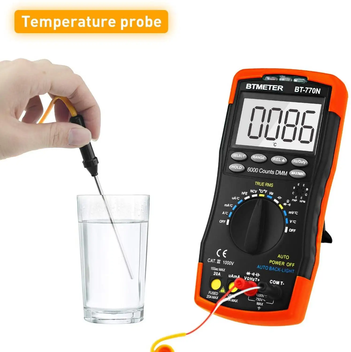 BTMETER BT-770N Digital Multimeter Auto/Manual Range Avometer Universal Meter 6000 Counts With Self-Locking Protection