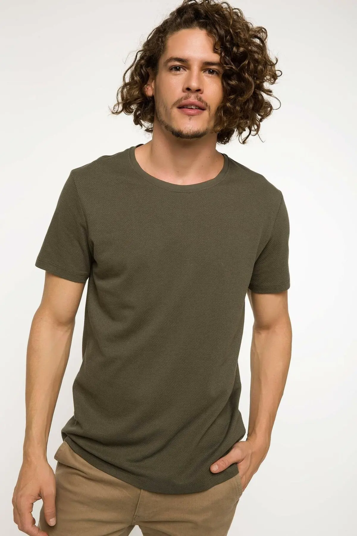 DeFacto летняя мужская повседневная хлопковая футболка футболки армейского