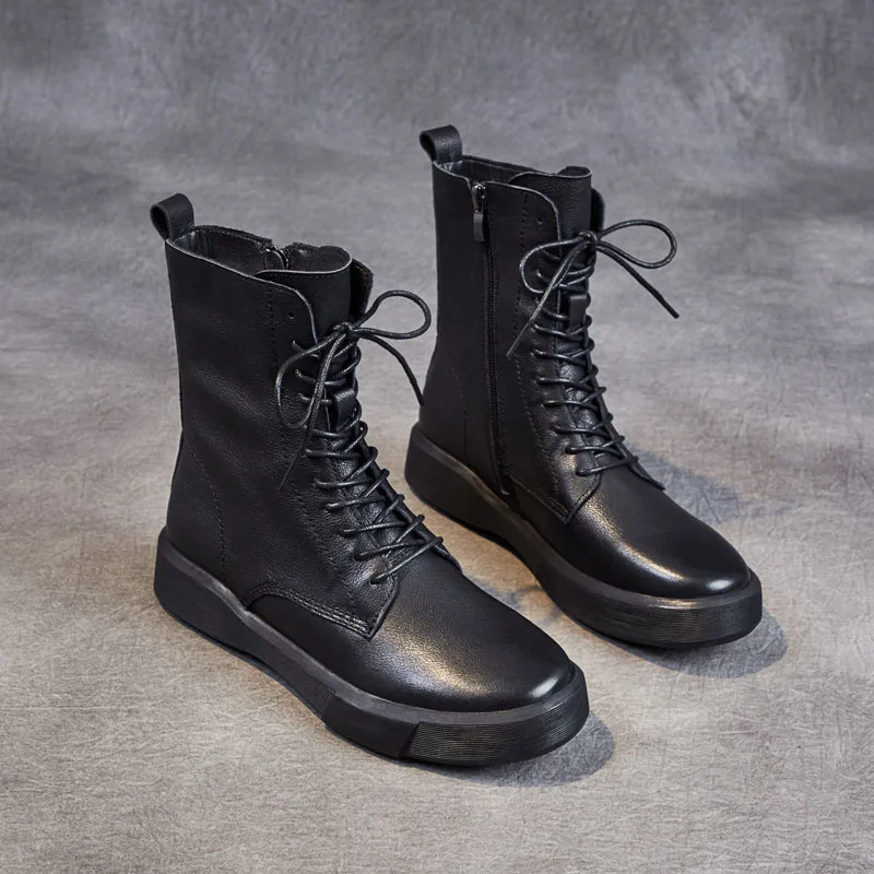 DRKANOL классические черные женские сапоги из натуральной кожи Боковая молния