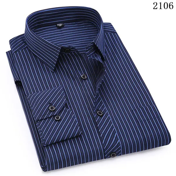 

Slim Fit men's business casual long-sleeve shirt classic striped men's social dress shirt