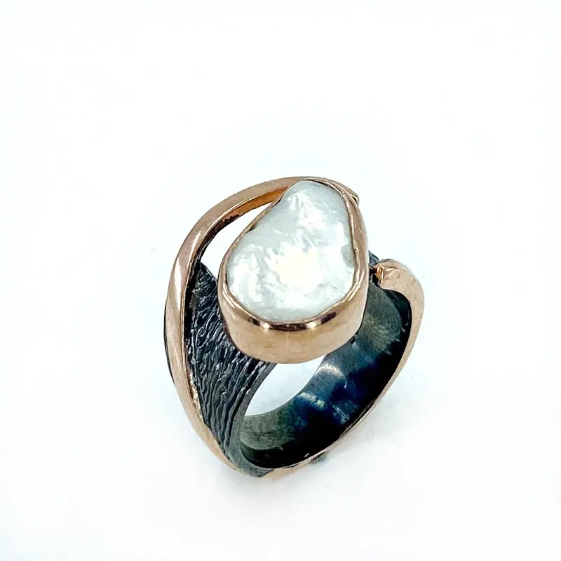 

Hand Production Special Design Natural Pearl 925 Silver Ring