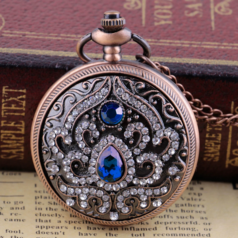 

Retro Bronze Accessory Quartz Pocket Watch Chain Necklace Pendant for Girl Women Arab Numerals Clock relojes de bolsillo