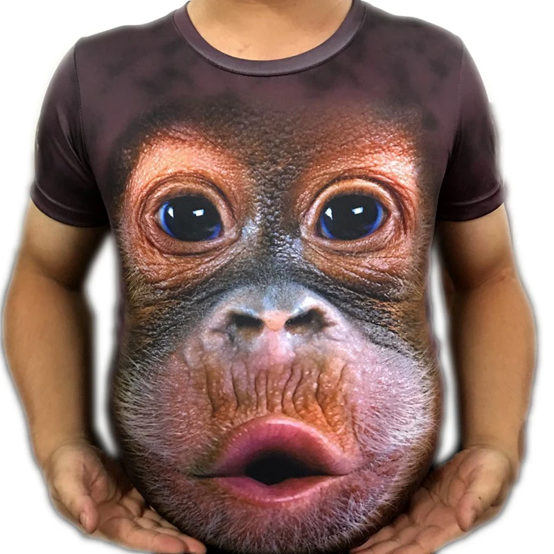 

New Summer 3D Printed Animal Monkey Gorilla Short-sleeved Funny Design Casual Oversized Top T-shirt For Men Kids Street T Shirt
