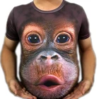 Новинка, летняя повседневная большого размера коротким рукавом 3D-принтом животных обезьяны гориллы Забавный дизайн футболка мужчин уличная Смешной топ приколы одежда больших размеров дракон