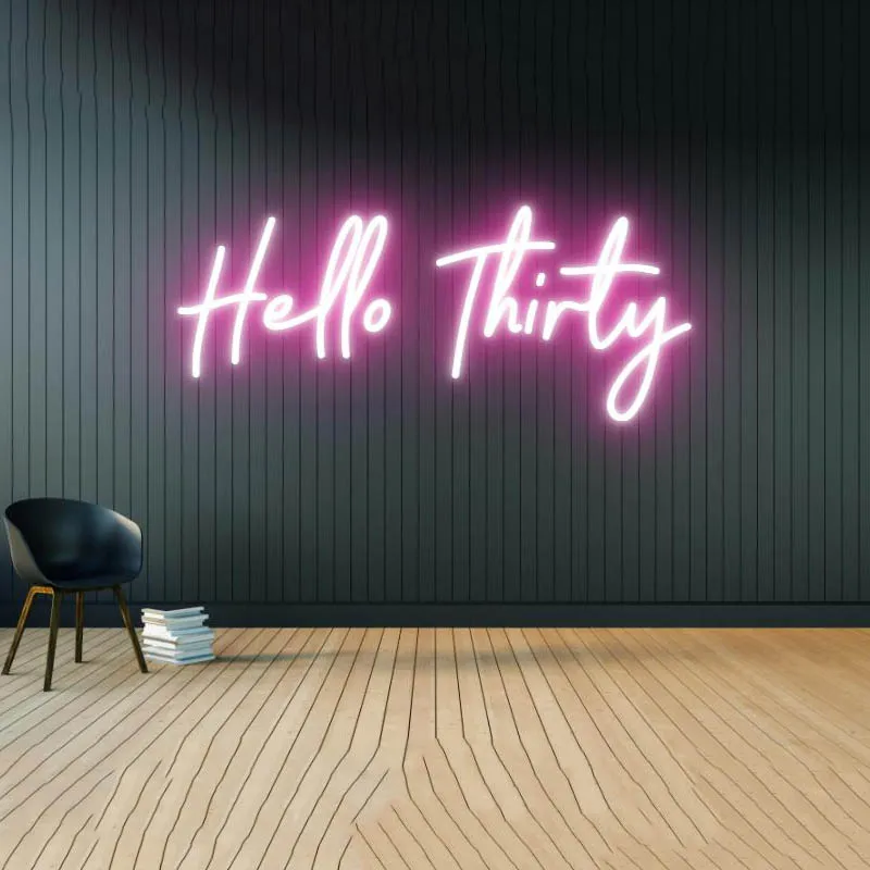 

Custom Hello Thirty Neon Sign Light Flexible Wall Decor Font for Art Home Party Birthday High Quality Acrylic Brightness Design