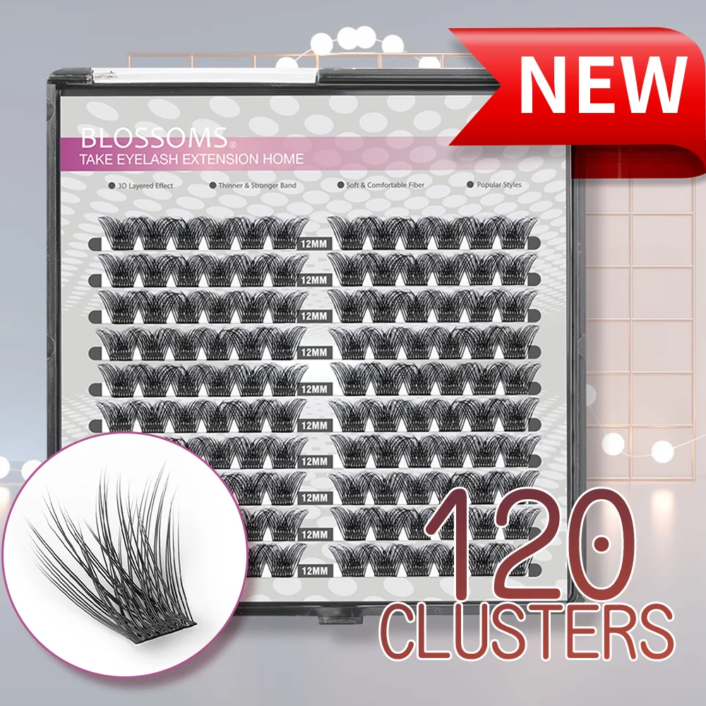FinyDreamy 120 Heat Bonded Cluster Lashes Long Lasting Fluffy Thick Artificial Segmented Eyelashes Bundles Natural False Cilia