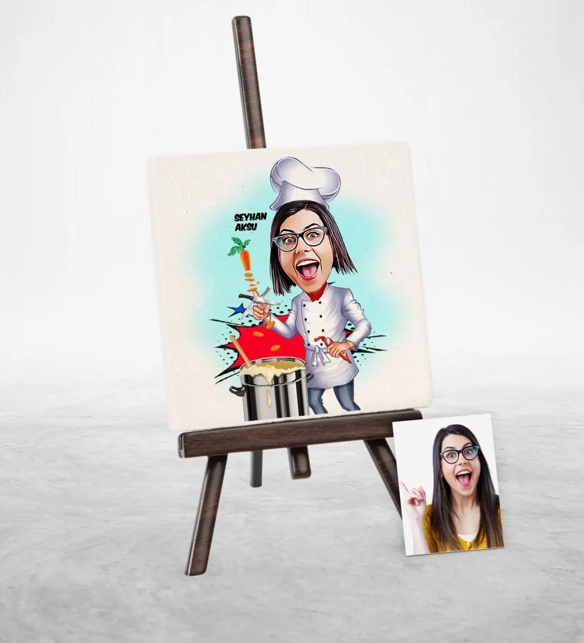 

Personalized Chef Cartoon Şovaleli Natural Stone-2