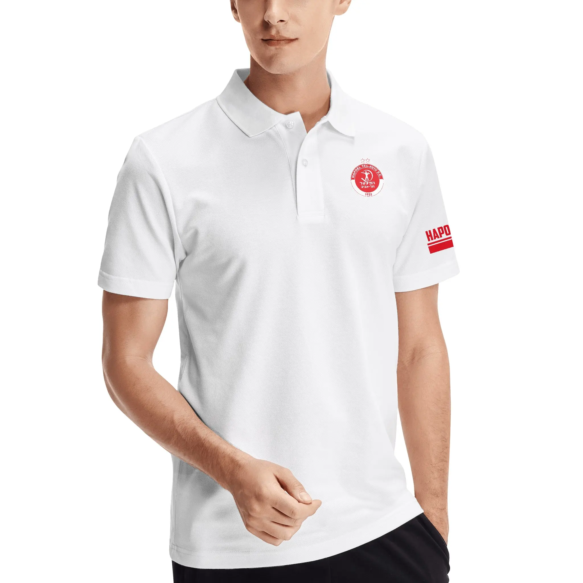 

Israel Hapoel Tel Aviv FC Men's Classic Polo Shirt Slim Fit Short Sleeve Tactical Shirts Pique Jersey Golf Shirt