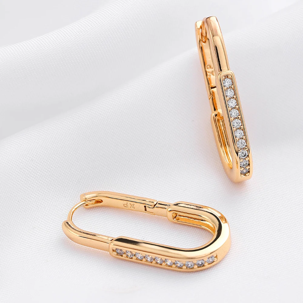 Позолоченные U-образные серьги-кольца Dckazz модные эффектные вечерние ювелирные