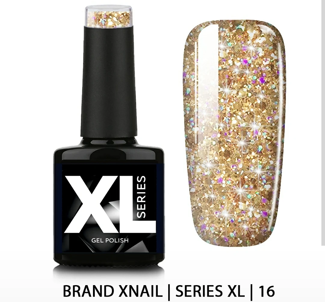 XNAIL ГЕЛЬ-ЛАК SERIES XL — С БЛЕСТКАМИ №16 10МЛ | Красота и здоровье
